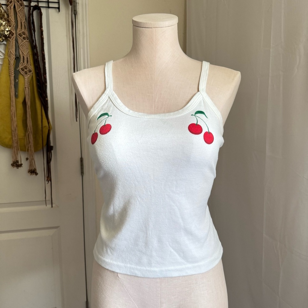 Cherry White Tank Top